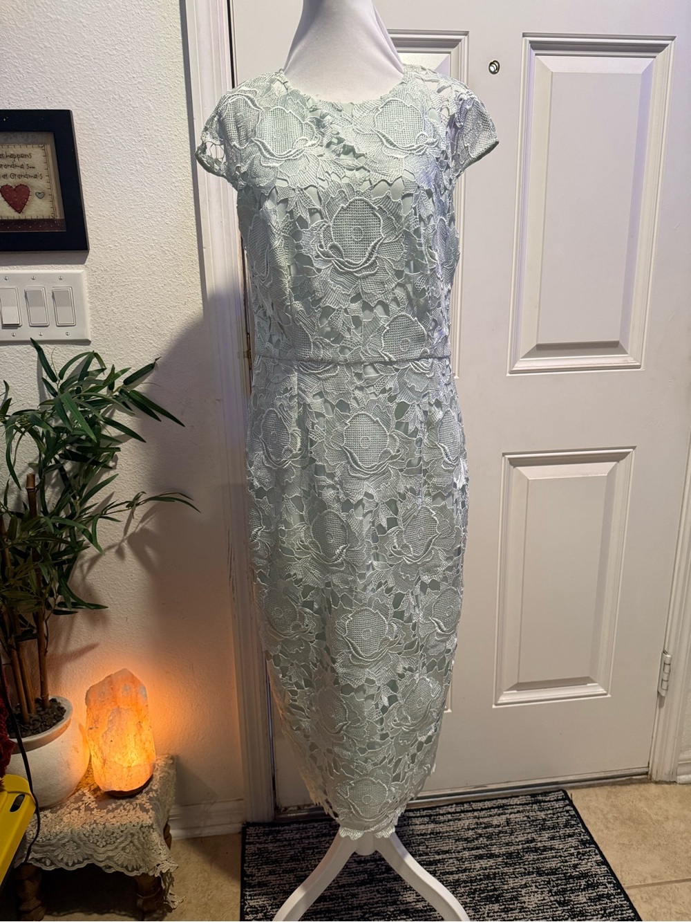 Ted Baker Raenna Mint Green Lace Sheath Dress 4 Elegant Cocktail Wedding Guest - Picture 6 of 14